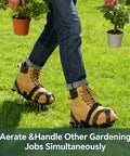 Flexible Lawn Aerator Shoes With Adjustable Straps And Durable Spikes For Easy Garden Aeration, Protective Rubber Covers