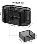 Mesh Pen Holder Desk Organizer With Drawer Nine Compartment Stationery Organizer For Dorm School Or Office Black Durable Iron Construction