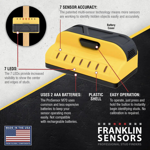 Heavy Duty Multi Sensor Stud Finder With Advanced Wall Scanning Capabilities Featuring Seven Precise Detectors For Knockout Accuracy And Effortless Gliding Across Drywall With No Sweat Calibration For Hardworking DIY Pros