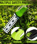 Cordless Hedge Trimmer And Grass Shear 2 In 1 For Effortless Yard Work 21V Handheld Electric Trimmer in use on bushes