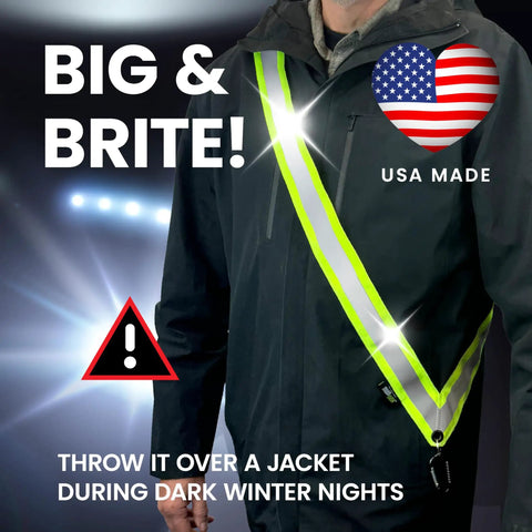 Reflective Walking Sash For Night Jogging And Running With Reversible Wearable Light Belt And Glowing Strips To Keep You Ridin Safe On The Streets Usa Made Fly Fitness Gear