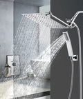All Metal 10 Inch Rain Shower Head With Handheld Spray Built To Last High Pressure Dual Rainfall Shower Set Chrome Finish