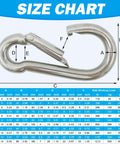 Front view of Outmate 316 stainless steel carabiner, 2.76 in, silver outdoor clip