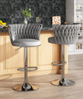 Velvet Swivel Bar Stools Set of 2 Modern Counter Height Chairs With High Backrest Adjustable Barstools for Kitchen Island
