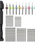 Pro Grade 61 Piece Pin Vise Drill Set With 50 Micro Twist Bits 1 To 3mm And 10 PCB Mini Bits 0.1 To 1mm for precise small drilling