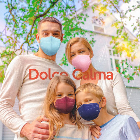 Family wearing KN95 Face Mask 60 Pack Individually Wrapped 5 Ply Breathable Multicolor Masks For Adults With Adjustable Nose Clip And Flexible Ear Loops