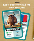 Ultimate Geography Flash Cards Set With 100 Countries Capitals Flags Maps And Continent Codes For Kids Mongolia card front view