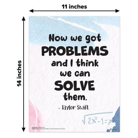 16 Funny Math Posters For High School Classrooms 11x14 Matte Laminated Decor, Taylor Swift problem-solver design