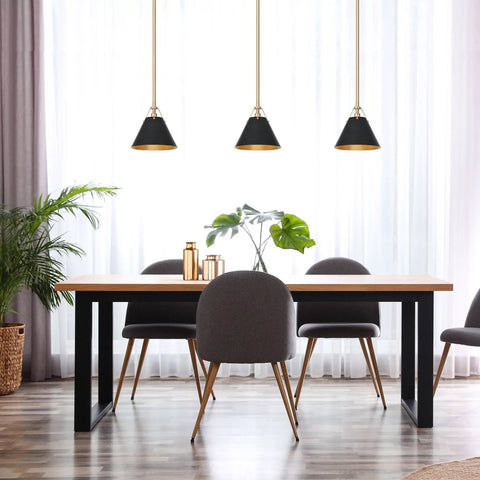 Dope Modern Black And Gold Farmhouse Pendant Light For Kitchen Island One Light With Vintage Vibe 7.9 Inch Diameter Hanging Pendant For Dining Room Hallway Foyer And Bedroom
