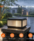 Level Up Your Curb Game With This Badass Outdoor Porch Lamp Post Light Featuring A Large Black Gate Column Pillar Design Built Tough For Weatherproof Pathway Vibes Classic Carriage Styling in rainy garden setting.