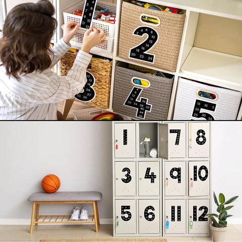 Multiplication Chart Posters For Classroom Black And White Bulletin Board Paper Cutouts 1 To 12 Numbers used as labels on shelves