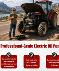 Heavy Duty 24V Oil Transfer Pump 2.8 Gpm Complete Pre Assembled Sump Extraction Kit In Rugged Carrying Case used on tractor for oil changes.