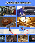 Application scenarios for the Straight Shooter Handheld Induction Bolt Heater Kit Generating 1800 Watts, showcasing mechanical and automotive repairs.