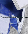 Close-up of lightweight fencing lame jacket for beginners, non washable metal vest with Velcro and zipper, left hand size 30