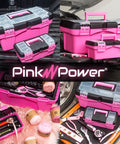 Pink Tool Box Set For Women, Large 16.5 inch and Small 10 inch plastic boxes, locking lids, handles, for sewing and art supplies