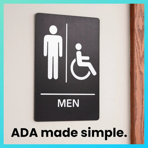 Restroom Sign For Business ADA Compliant Braille Bathroom Sign With Double Sided Tape For Hassle Free Installation 9 By 6 Inch