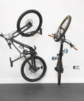 Two Pack Wall Mount Bike Rack Set For Garage Storage Holds Two Mountain Bikes Up To 70 Lb Each No Lift Vertical Hanger For Quick Access And Space Saving Heavy Duty Steel