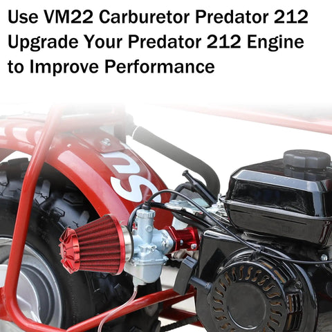 Stage 2 Engine Upgrade Kit With VM22 Carburetor For 212cc Mini Bike And Go Kart Engines Includes Exhaust Throttle Air Filter Cables Fits Coleman CT200U CT200U EX BT200X Baja MB200 Massimo MB200 And More installed view