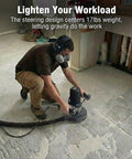 Worker using 7 Inch Concrete Grinder With Low Vibration Handle, 2000W High Torque Motor, 6 Speed Controller on concrete floor