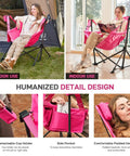 Padded Oversized Hammock Camping Chair With Multi Storage Pockets, Portable Foldable Rocking Swing Chair, Pink, indoor and outdoor use