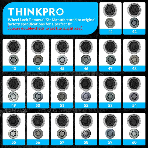 Thinkpro Wheel Lock Removal Kit For BMW Masters Key Solution To Pull Off Locked Wheels On 1 Series 3 Series 5 Series 7 Series X1 X5 M Models, 41-60 sockets