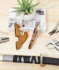 Two Pack Dope Sword Wall Mount Holder Kit For Katana Display with tools and katana on wooden table