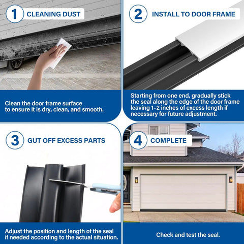 Installation steps for Garage Door Weather Stripping Kit With U And O Ring Seals, Bottom Rubber Seal Replacement, 5/16 Inch T Ends.
