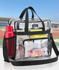 Go To Clear Stadium Bag For Work And Gym With Non Detachable Reinforced Straps 12 By 5.5 By 12 Inches Transparent Tote pictured at stadium