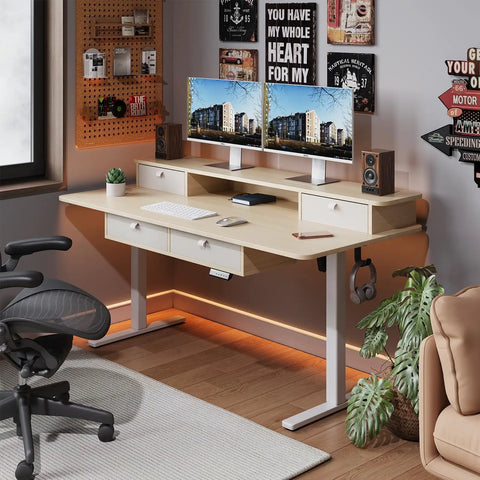 Sick Of Bad Posture Grab This Awesome Adjustable Height Electric Standing Desk Frame With A Powerful Dual Motor System That Handles Heavy Loads For Your Gaming Or Home Office Setup Fast And Super Quiet Operation.