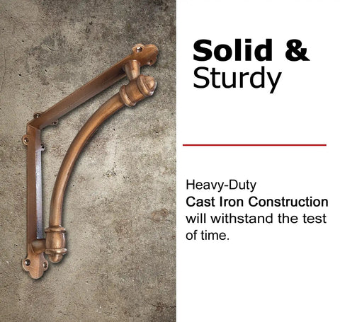 Heavy Duty Copper Cast Iron Shelf Brackets Two Pack 9.6 By 1.7 By 9.6 Inches Half Round Decorative Mounting Brackets