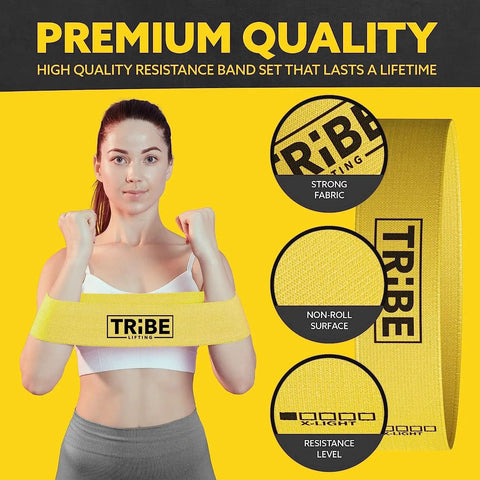 Fabric Resistance Band Set For Legs And Glutes Thick No Roll Loops Five Levels From Mini To Extra Heavy For Squats Lunges Hip Circles And Booty Workouts Ideal For Women And Men And Physical Therapy