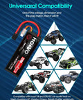 Beefed Up 2 Pack 7.4V 7200mAh 100C RC LiPo Battery Hard Case With TR Plug EC5 beside RC trucks and cars collage