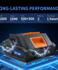 Fichfoye Cordless Rivet Nut Gun With Brushless Motor Provides 5000 Lbf Of Force For Fast Automated Riveting battery pack 18V 2.0Ah with performance indicators.
