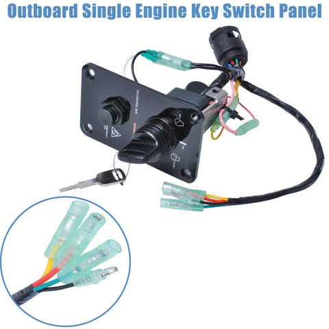 Plug-And-Play 12V Boat Key Switch Panel For Outboard Motors, No-Fuss Direct Replacement Ignition Switch, 10-Pin Harness, Universal Marine Control Box For Yacht And Boat Use, Compatible With 704-82570-08-00 Series