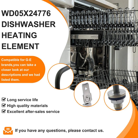 No Brainer Replacement Dishwasher Heating Element For GE, installed in open dishwasher, compatible with WD05X30818 WD05X24776 WD05X21294