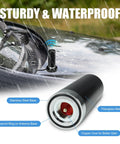3 Inch Dual Band Ham Radio Antenna For Mobile VHF UHF 136 174 MHz 400 470 MHz With NMO Magnetic Base Mount Two Point Five dBi Gain PL 259 Plug 16ft RG58 Cable Waterproof CB Truck Car Accessory For Two Way Radios shown on vehicle under rain