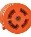 Close-up of NEMA L21-30 locking connector for Heavy Duty Nema L2130 30 Amp Three Phase 120 208V Industrial Rubber Extension Cord 25 Feet.