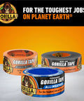All Weather Duct Tape Black 1.88 Inch By 25 Yard Six Pack Waterproof Tape With UV Resistant Shell For Outdoor Repairs Weatherproof Temperature Resistant Heavy Duty Adhesive For Rain Or Shine Fixes, Gorilla Tape in multiple colors and types displayed.