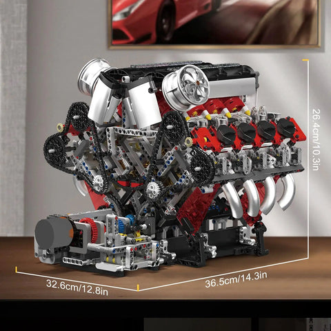 Dope V8 Engine Building Blocks Kit That Actually Runs With Battery And Motor 2718 Piece Engineering Model For Adults.