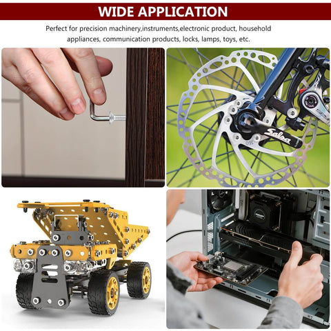 Ultimate 810 Piece M3 Screws Set With 304 Stainless Steel in furniture, bicycle, model, and computer assembly scenarios.