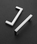 30 Pack Solid 3 Inch Center To Center Slim Square Bar Drawer Handles In Brushed Nickel For Kitchen Cabinets And Drawers, angled view