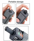 Compact Pen Shaped Cordless Electric Screwdriver Kit Packing 52 Magnetic Bits And Bright Led Lamp, with portable storage.