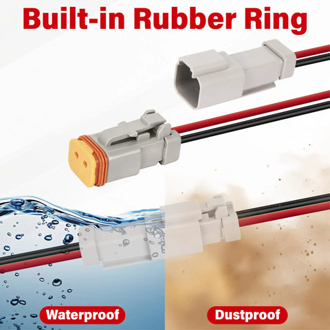 2 Pin Wiring Harness Connector Kit Plug And Play 2 Male 2 Female Waterproof Automotive Electrical Connectors 16 AWG