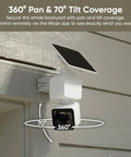 No Sweat Solar Security Camera Captures Crisp 2k Video Completely Wire Free Outdoor build with 360° pan and 70° tilt coverage.
