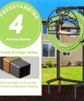 Heavy Duty Garden Hose Holder With Freestanding Steel Frame, Ultra Sturdy Hose Storage Organizer For Outdoor Yard, Holds Up To 160 Feet Of Hose, 4 Spikes, Weatherproof And No Fuss Easy Access displayed outside