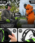 Bluetooth Hearing Protection Earmuffs With 26dB NRR For Yard Work And Mowing Ultra Long Battery Life 1500mAh Stable Bluetooth 6.0