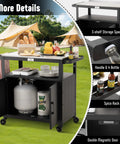 Outdoor Grill Cart With Stainless Steel Tabletop And Storage Cabinet Movable Kitchen Island On Wheels For BBQ Prep