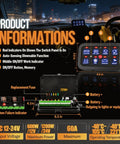 Interior view of vehicle with Beefy 8 Gang Offroad Switch Panel With Auto Dimmable LED Backlight Touch Control And Universal Relay System