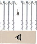 Heavy Duty 12 Inch Ground Stakes Set Of 8 Screw In Anchors For Mobile Homes Sheds Swing Sets Trees And Canopies Includes Drill Bit Built Tough No Nonsense Install Reusable Steel Stakes For Hard Soil.