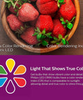 Top Shelf Led Mr16 Bulbs 3Pack With Crisp Bright White 3000K Glow At 380 Lumens shown with vibrant strawberries in a bowl.
